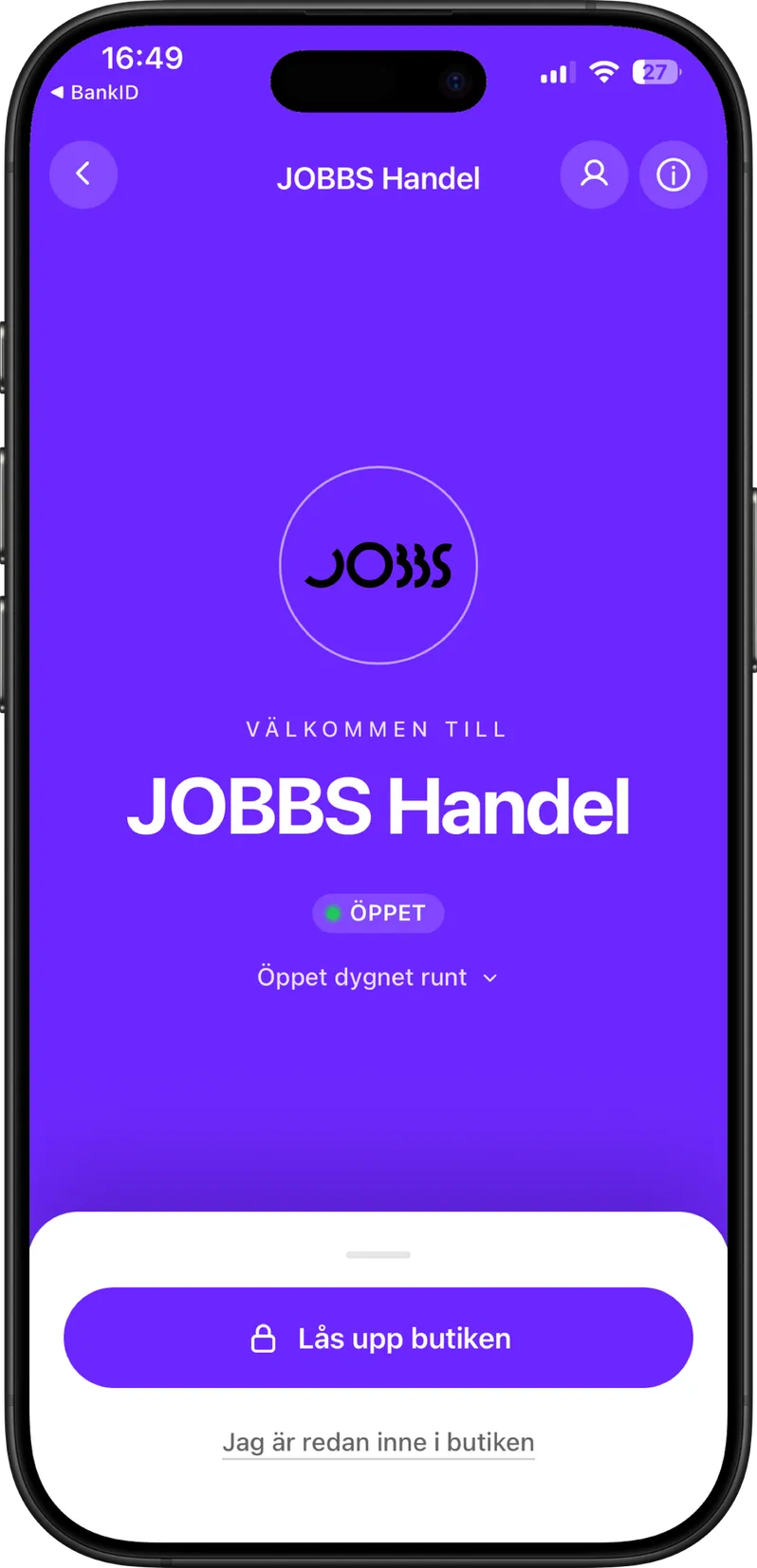 The Jobbs app: unlock with the digital key